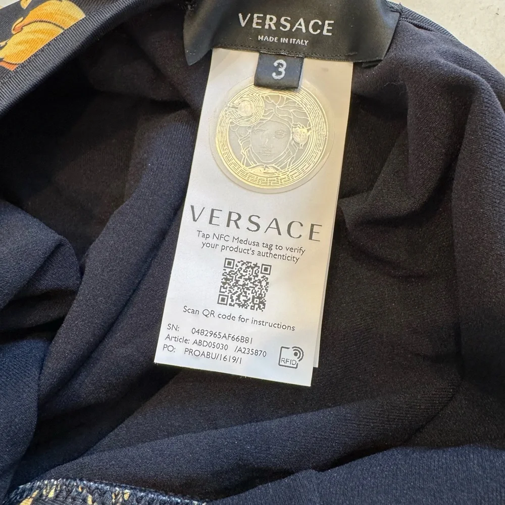 Versace Black and Gold One Piece Swimsuit with Baroque Design - Picture 3 of 13